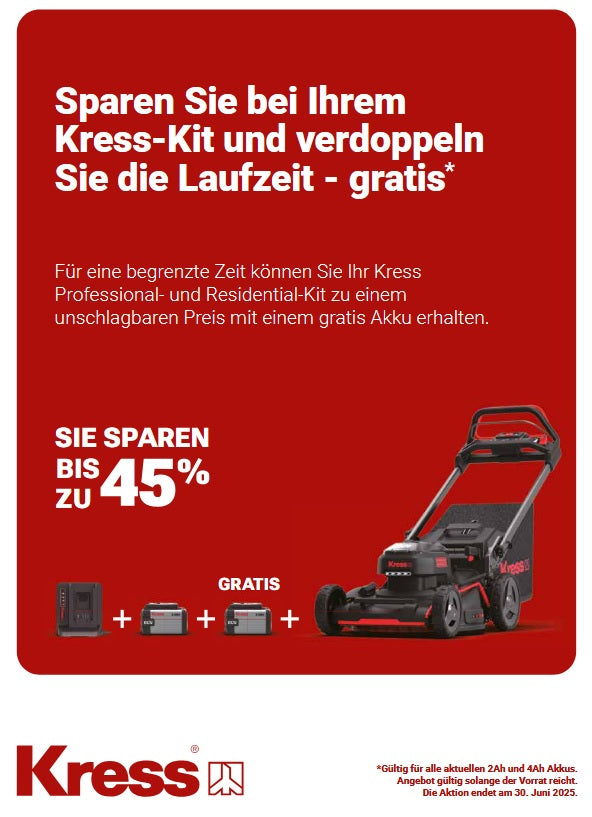 Kress KG760E.9 60 V 51 cm Akku-Rasenmäher mit bürstenlosem Selbstantrieb - inkl. 5 A Ladegerät und 4 Ah Akku + Gratis 4 Ah Akku
