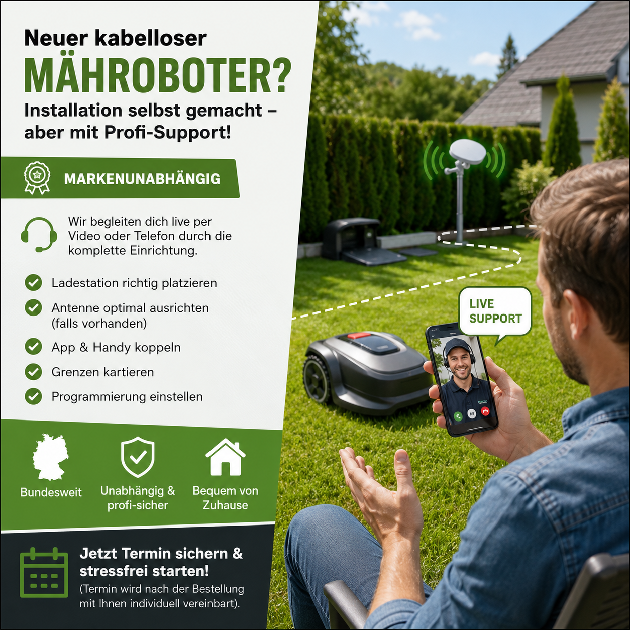 Mähroboter Startklar-Service für kabellose Mähroboter